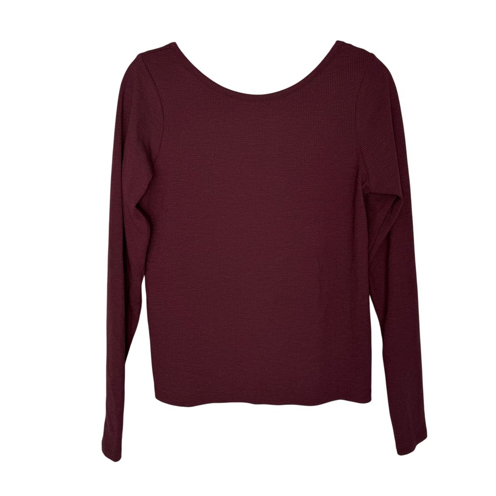 Kuhl Waffle Knit Top Womens Medium Burgundy Excellent Scoop Back Long Sleeve